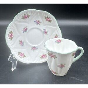 VTG Shelley ROSEBUD Fine Bone China Demitasse Cup & Saucer Set England
